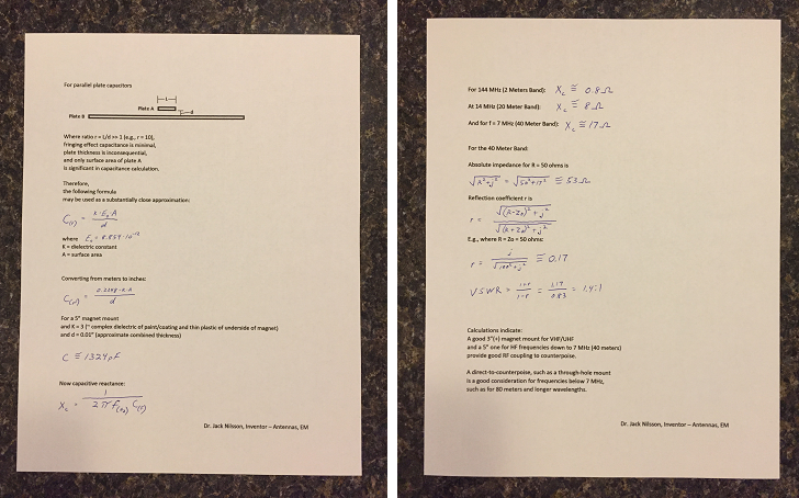 COMPACtenna Installation - Formulas for Magnet Mount Capacitive Coupling BOTH PAGES