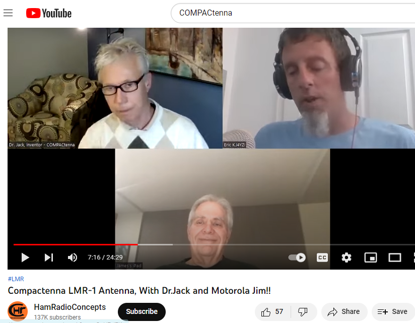 COMPACtenna Review YouTube Screen Shot -Motorola Jim- shares his findings on the COMPACtenna LMR-I Antenna for Land Mobile Radio - Government