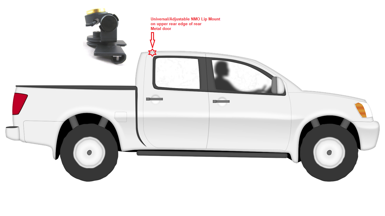 COMPACtenna Pickup Truck Image - Universal-Adaptable NMO Lip Mount Location