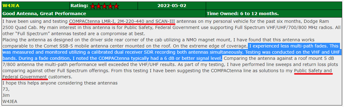 COMPACtenna Review LMR-I, etc. Jim W4JEA eHam.net